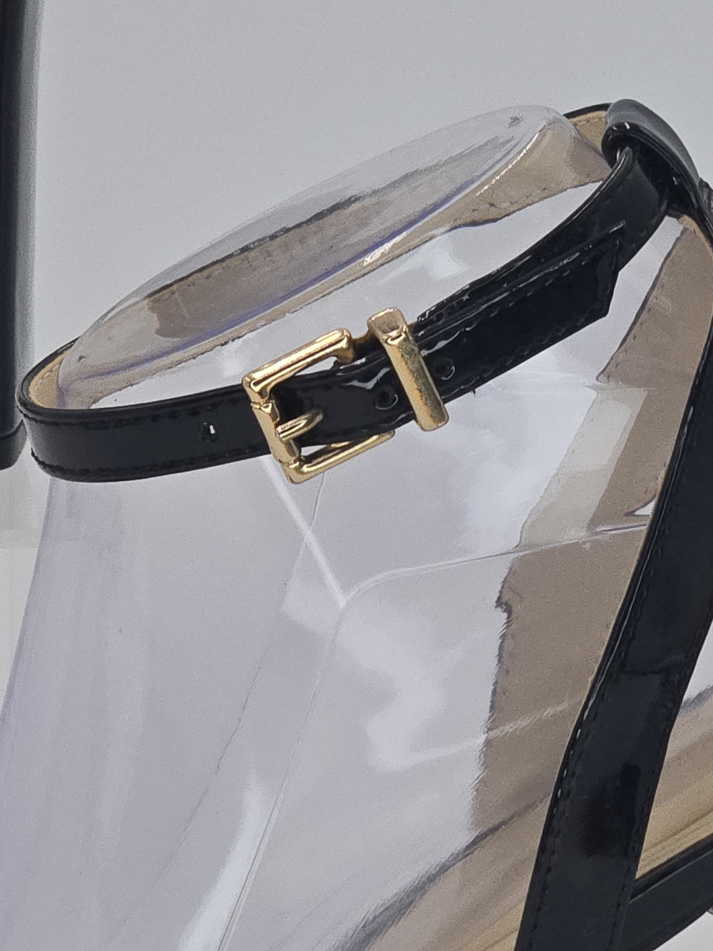 Jessica Simpson Adonia Black Patent Square Toe Buckle Platform Sandals Size 8 - Picture 6 of 15